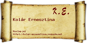 Kolár Ernesztina névjegykártya